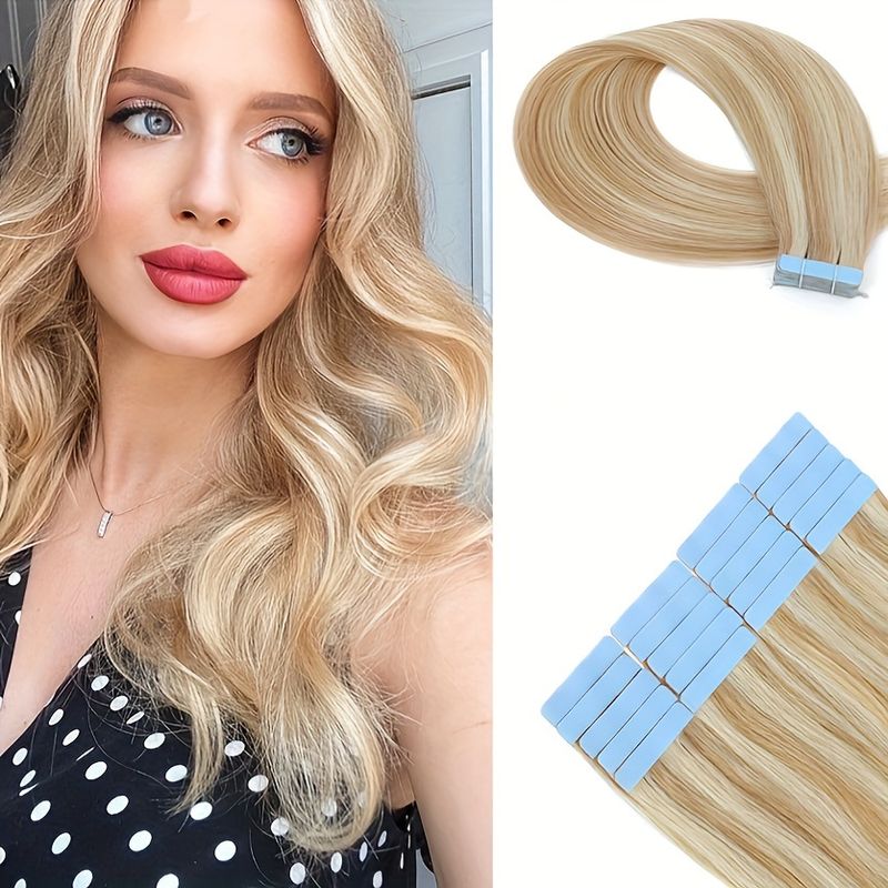 20 buc bandă de păr uman în extensie de păr Bucăți de păr lungi, elegante, cu aspect natural, pentru utilizare zilnică_voghion.com