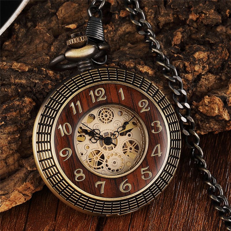 Large flip cover mechanical pocket watch Roman carved skeletonized classic mechanical watch pocket watch, good looking and versatile_voghion.com