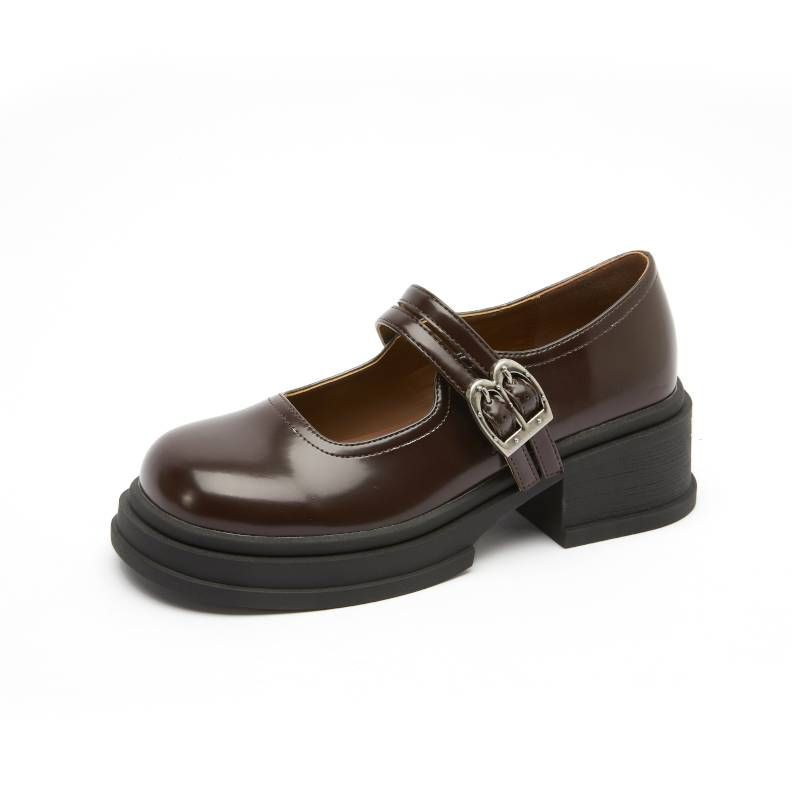 Mingliu Mary Jane Pantofi pentru femei Primăvara 2025 Stil britanic Retro Pantofi mici din piele Pantofi casual versatili cu talpă groasă pentru femei_voghion.com
