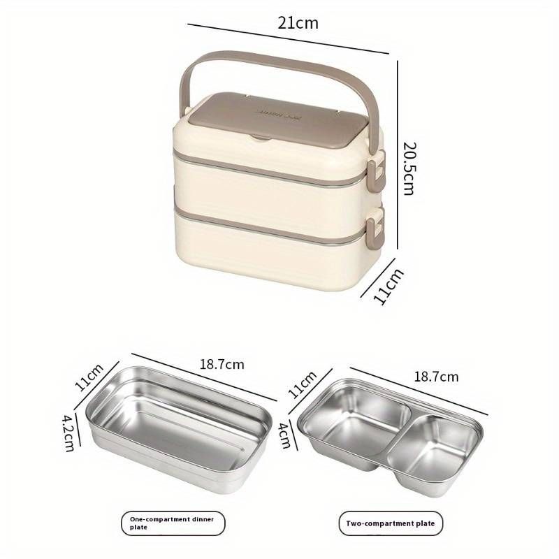 304 Stainless Steel Double-layer Lunch Box Can Be In The Microwave Oven Does Not Leak To Send Rice Heat Preservation Multi-layer Compartment Lunch Box_voghion.com