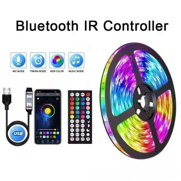 5V Smart RGB LED Strip Lights With Bluetooth & APP Control, 16 LEDs/m, 44-Key Remote, Voice Control, Music Sync For Indoor Ambiance, CE Certified_voghion.com