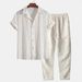 Men's Stylish Short Sleeve Linen Shirt & Pants Set With 3D Digital Print - Comfortable Summer Outfit For Casual Wear_voghion.com
