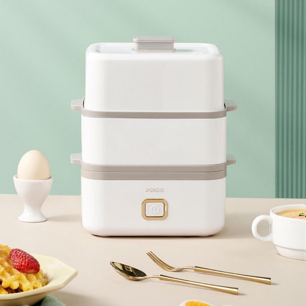Double-Layer Electric Egg Cooker, Timed Egg Cooker, Automatic Steamer, Egg Pudding Maker, Food Warmer, Breakfast Machine_voghion.com