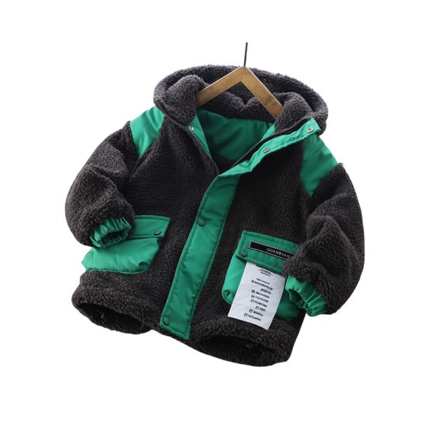 Vestes pour garçons, particules épaissies, polaire, sandwich pour enfants, vêtements en coton fin, vêtements en coton, hauts chauds en laine d'agneau pour enfants moyens et grands_voghion.com