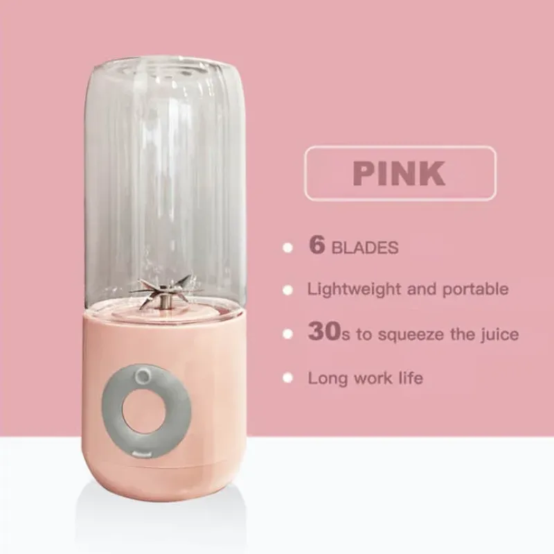 Presse-agrumes électrique Portable, mélangeur de Smoothie, 6 couteaux, Mini mélangeur, USB, sans fil, Rechargeable, tasse pour voyage, 500ML_voghion.com