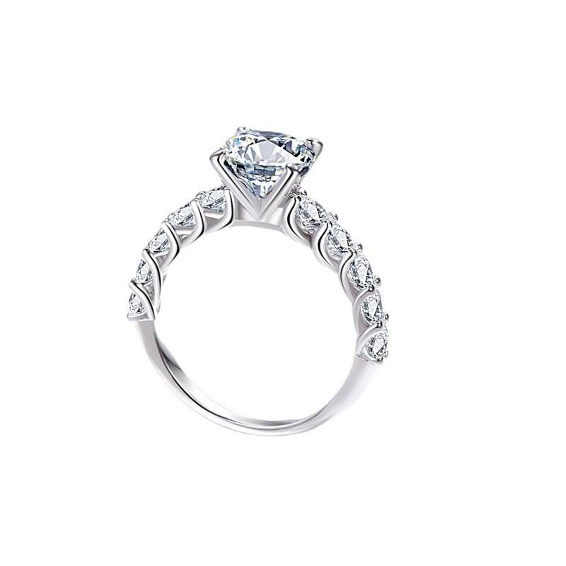Sterlingsølvring for kvinner Ny klassisk fireklo 2ct Moissanite diamantring Ekte diamantring_voghion.com