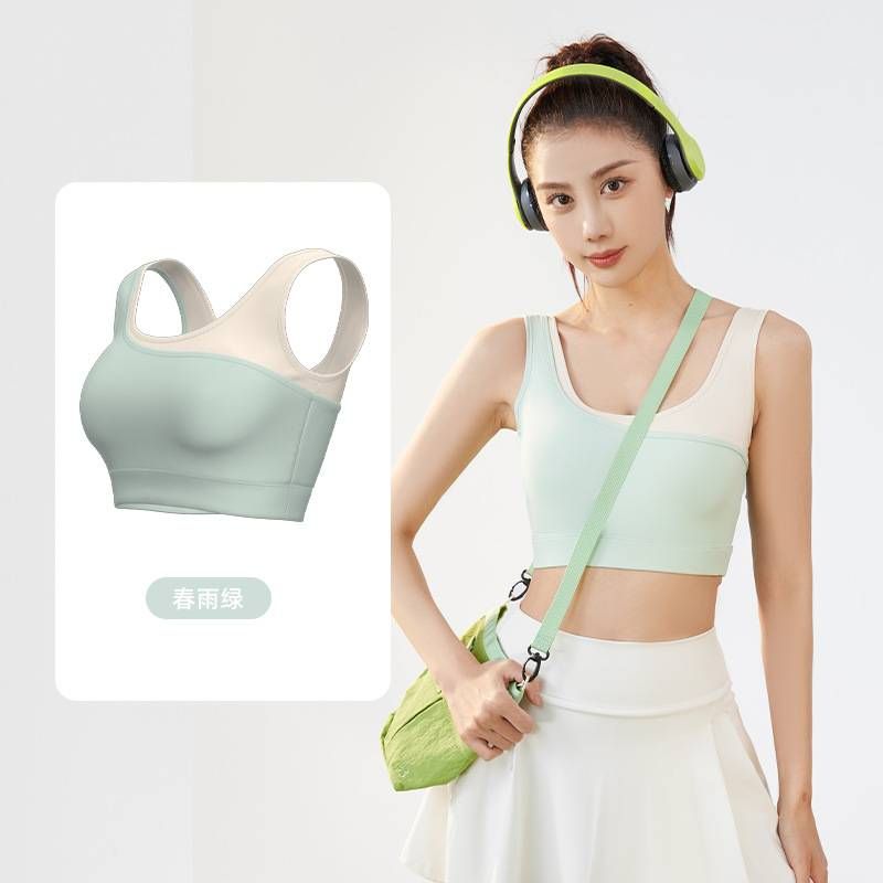 Women's Seamless Yoga Bra - High Impact Sports Top With U-Back & Dual Color Design Pilates/Barre_voghion.com