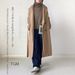 Women's Wool Blend Coat With Belt - Oversized Casual Trench Coat For Autumn Winter, Khaki & Black_voghion.com