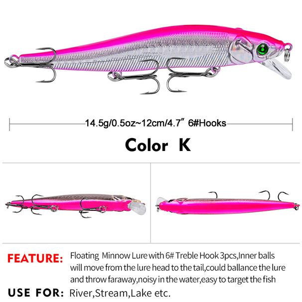 Jindian Minnow Sea Lure Industrial Printing Simulation Hard Bait Długość 11,94 cm/14,47 g DW403_voghion.com