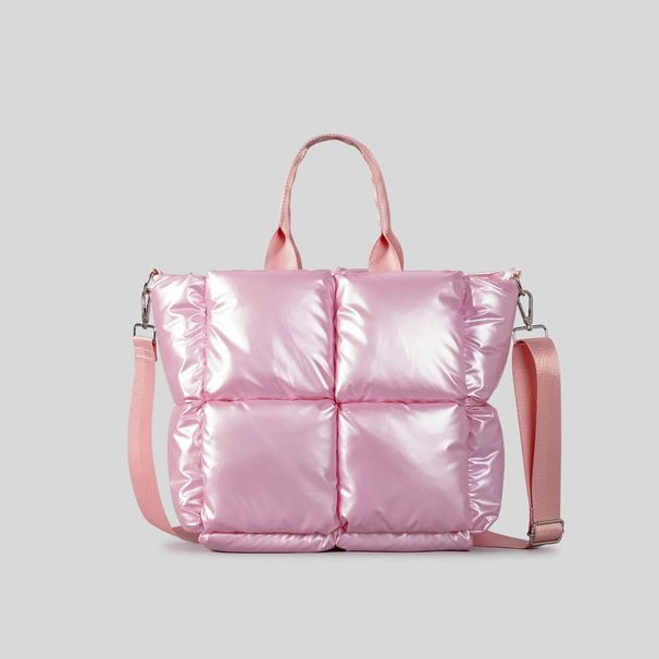 Luggage & Bags Simple solid color down bag soft space cotton tote bag fashionable filled cotton webbing shoulder messenger bag_voghion.com