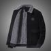 Men's Corduroy Fleece-Lined Jacket – Winter Workwear Style With Button-Up Collar & Flap Pockets_voghion.com