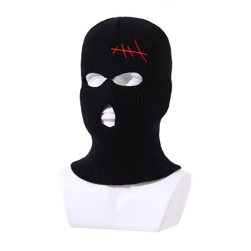 Passamontagna ricamato cappello caldo lavorato a maglia maschera da sci per esterni_voghion.com