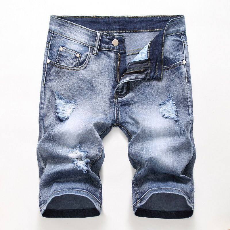 Short à trous en Denim pour hommes, nouveau pantalon personnalisé multicolore tendance pour hommes avec élasticité_voghion.com
