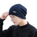 Autumn Winter New Men's Striped Knitted Wool Headband with Plush and Warm Outdoor Cycling Pullover Hat_voghion.com