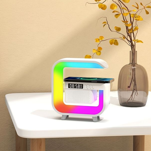 Home RGB Bluetooth Wireless Speaker Wireless Charger Stand TF FM Alarm Clock For IPhone 16~12 Pro Max Fast Charging Music Player_voghion.com