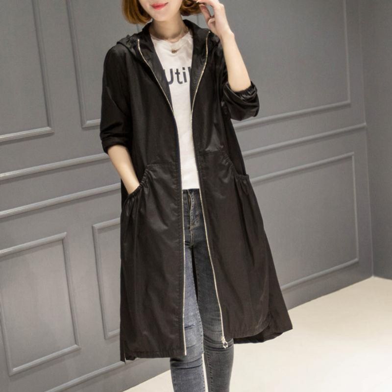 Women's Korean thin large size trench women's medium long coat_voghion.com