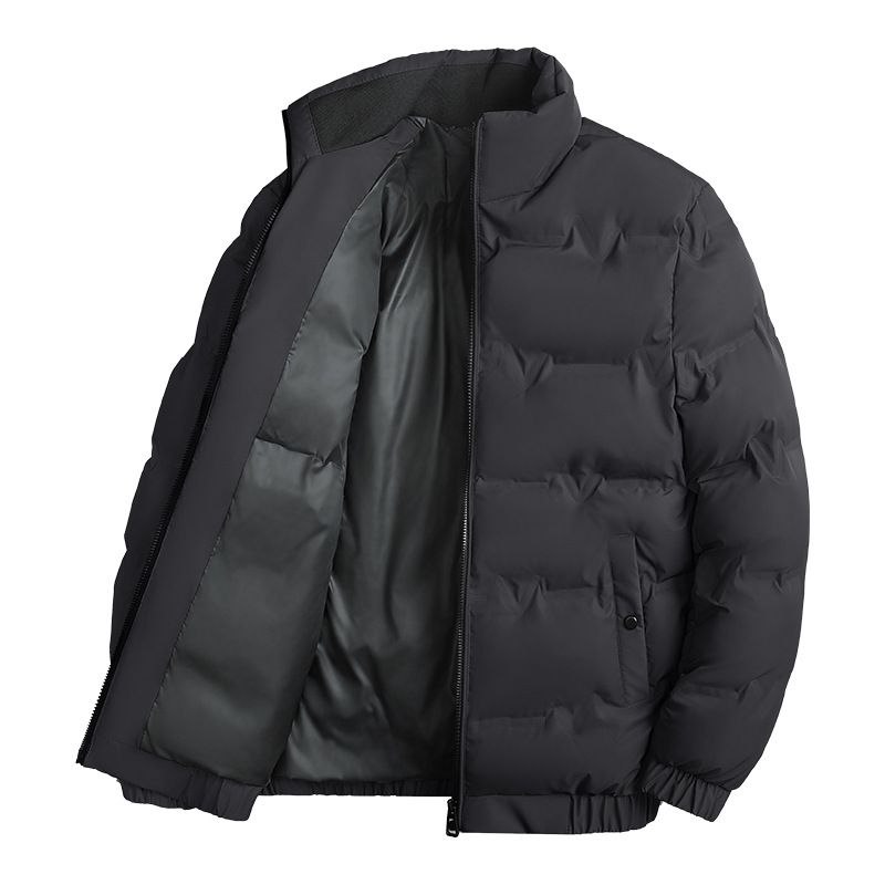 Men's Winter Wool-Blend Trench Coat - Thickened Warm Business Casual Jacket With Stand Collar & Multiple Pockets, Slim Fit For Mature Gentlemen_voghion.com