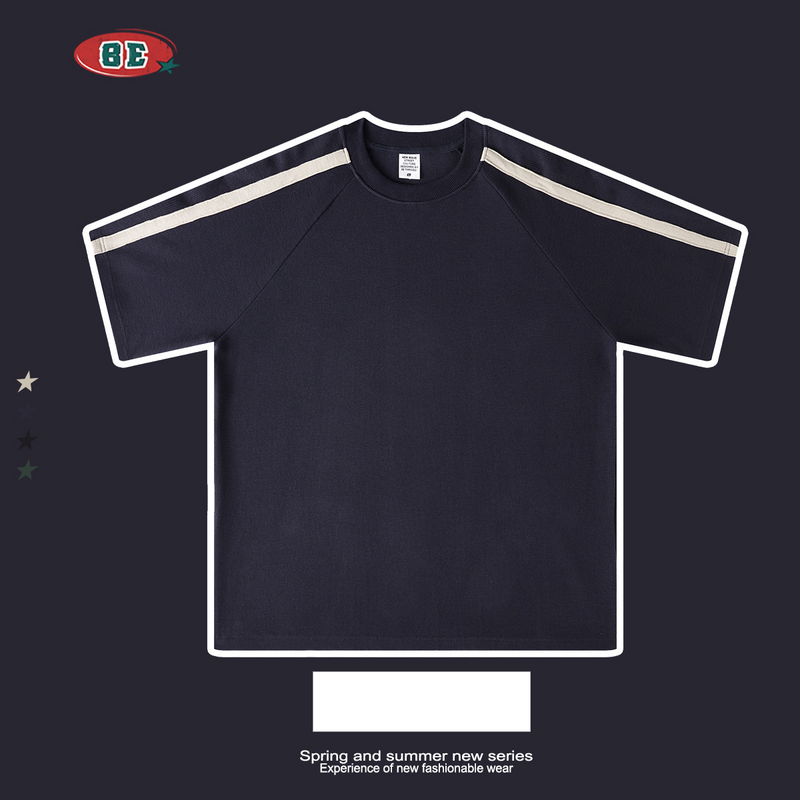Vêtements pour hommes mode gaufre couleur contraste grande taille T-shirt hommes couleur unie demi-manche_voghion.com
