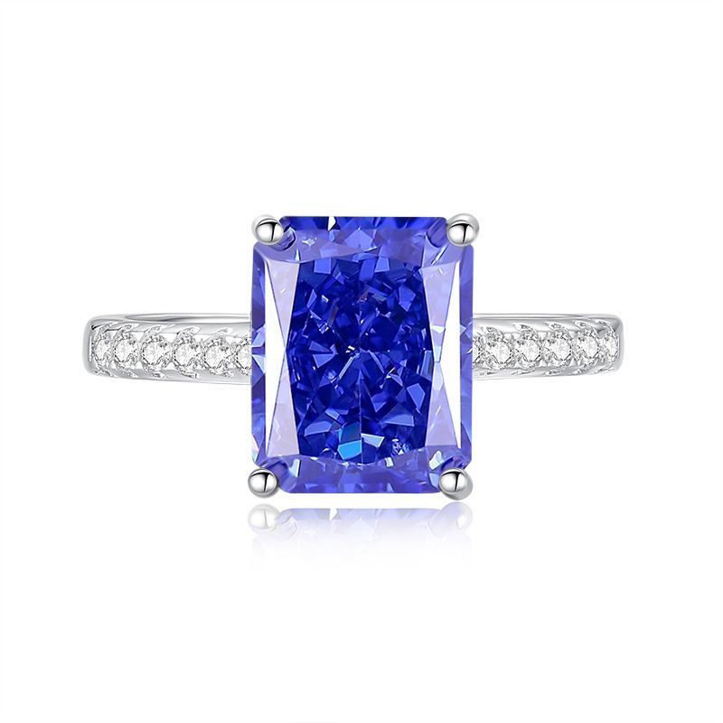 Anello di nozze in argento puro con moissanite, diamanti ad alto tenore di carbonio, taglio a fiore bianco ghiaccio, zircone 8A a quattro punte e cubetto di zucchero_voghion.com