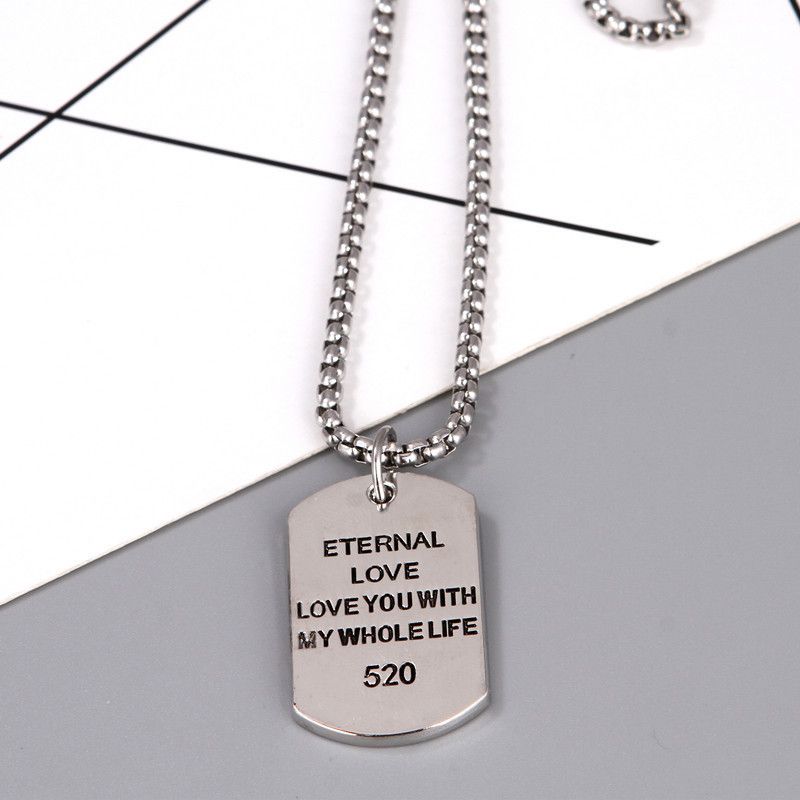Chaoren Hip Hop Accessories Titanium Steel Letter Necklace Men's Hiphop Pendant Personalized Military Brand ins Bounce_voghion.com