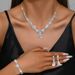 Set di gioielli da sposa - Collana, orecchini e bracciale in argento galvanizzato (set di gioielli da sposa con catena a griffe in rame da 3 pezzi)_voghion.com