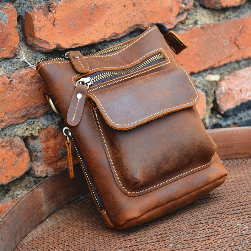 Men's Leather One Shoulder Retro Handmade Crossbody Bag_voghion.com