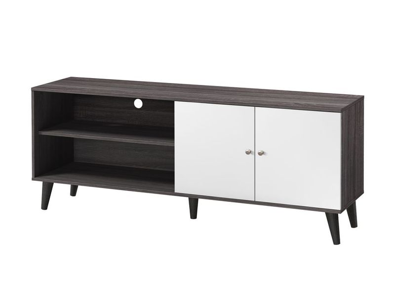 Amidon TV Stand For TVs Up To 63', With 2 Storage Shelves&amp; 1 Cabinet, Modern Entertainment Centre For TV In Living Room In Dark Gray + White_voghion.com