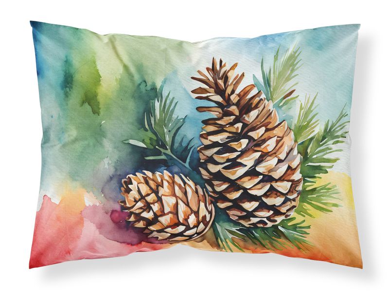Maine White Pine Cone and Tassels in Watercolor Standard Pillowcase Lightweight Super Soft Easy Care Decorative Artwork Pillowcase, Standard_voghion.com