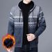 Wanter neie Mantel Kapuzen Fleece Pullover Faarfblock Casual Reißverschluss gestrickte Männer Cardigan_voghion.com