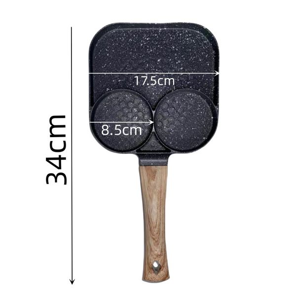 New Aluminum Four-Hole Multi-Hole Burger Large Handle Non-Slip Flat Pan Non-Stick Egg Frying Magic Tool_voghion.com