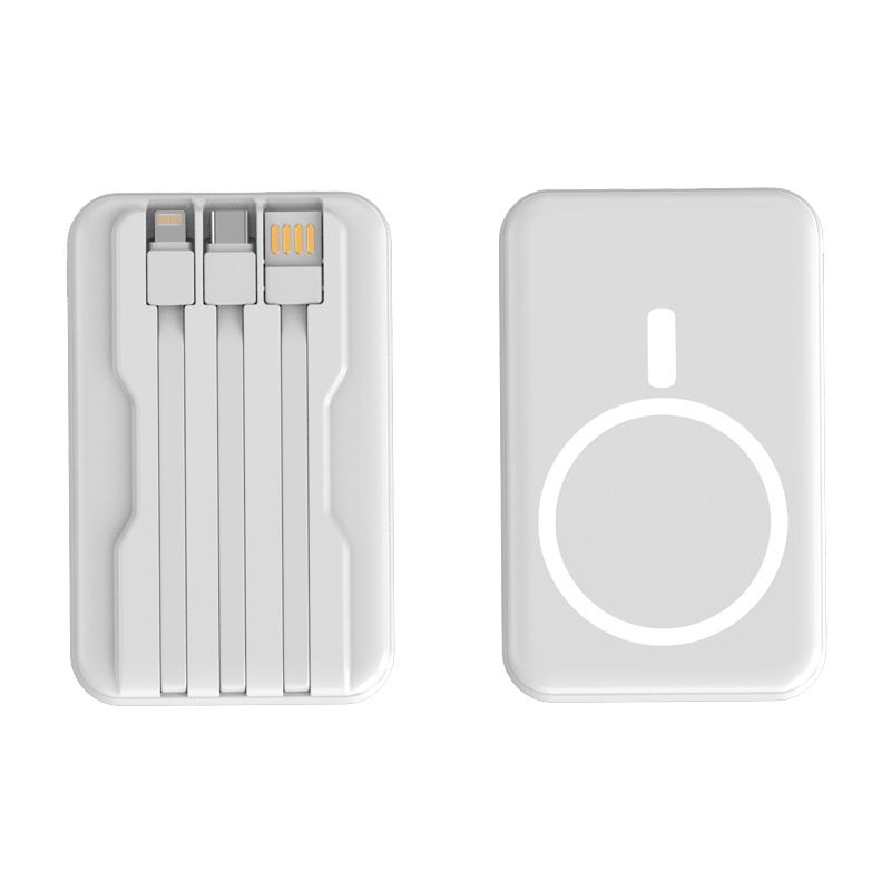 Magnetic Wireless Power Bank 10000mAh With Magsafe & Built-in Cable, 15W Fast Charging, Portable Charger For IPhone & Android​_voghion.com