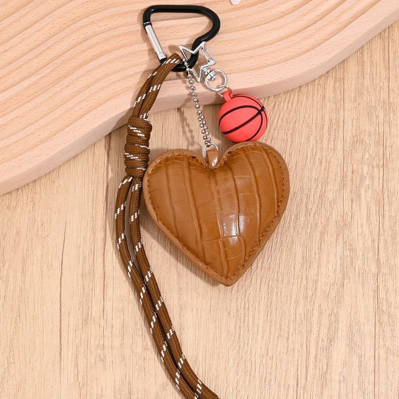 Herzförmiger gewebter Lanyard-Taschenanhänger, kreativer Fußball-Rugby-Basketball-Tennis-Volleyball-Schlüsselanhänger, Dekoration_voghion.com