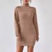 Slim-Fit Ribbed Knit Dress – Versatile Mock Neck Long Sleeve Bodycon Dress For Women (Black/White/Wine, S-XL)_voghion.com