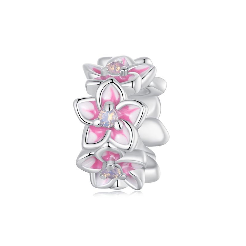 Cherry Flower Stopper Beads Charm Sterling Silver Charm_voghion.com