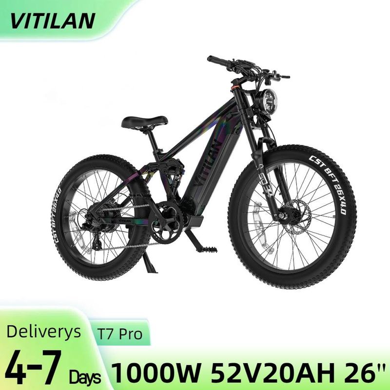 Vitilan T7 Mountain Electric Bike, 26*4.0-inch Fat Tires 750W Bafang Motor 48V 20Ah Battery SHIMANO 8-Speed_voghion.com
