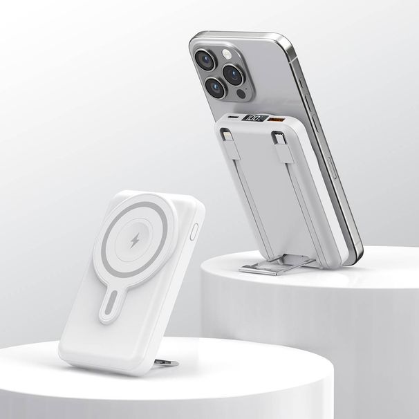 Nowy Power Bank z lekkim metalowym uchwytem na telefon i 10000mAh Power Bank o dużej pojemności bezprzewodowej z kablem_voghion.com