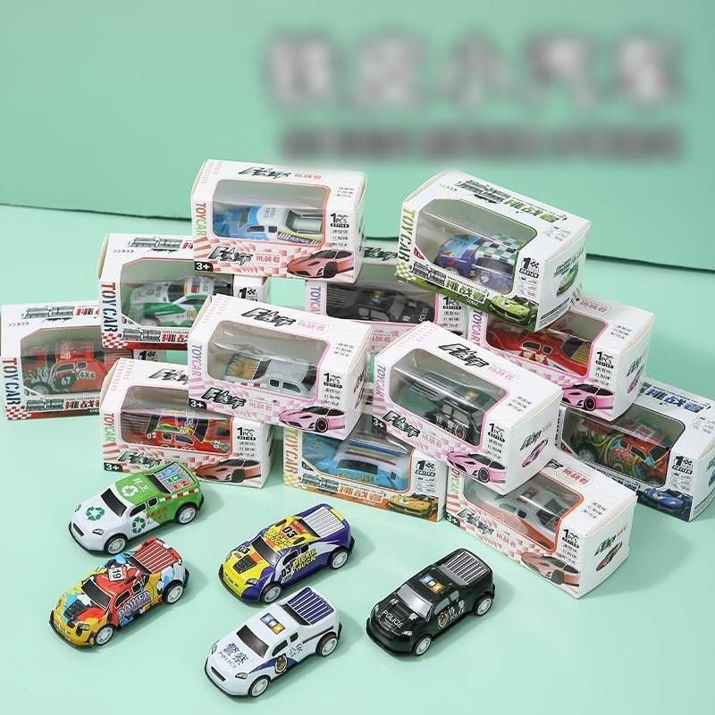 Juguete de dibujos animados con retroceso, varios estilos y colores aleatorios, coche de hierro en caja para niños, juguetes pequeños_voghion.com
