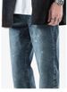 Pantaloni in denim lavato artigianale – Jeans streetwear oversize con dettagli a schizzi e usurati (S-3XL, vita media, stile utility multitasche)_voghion.com