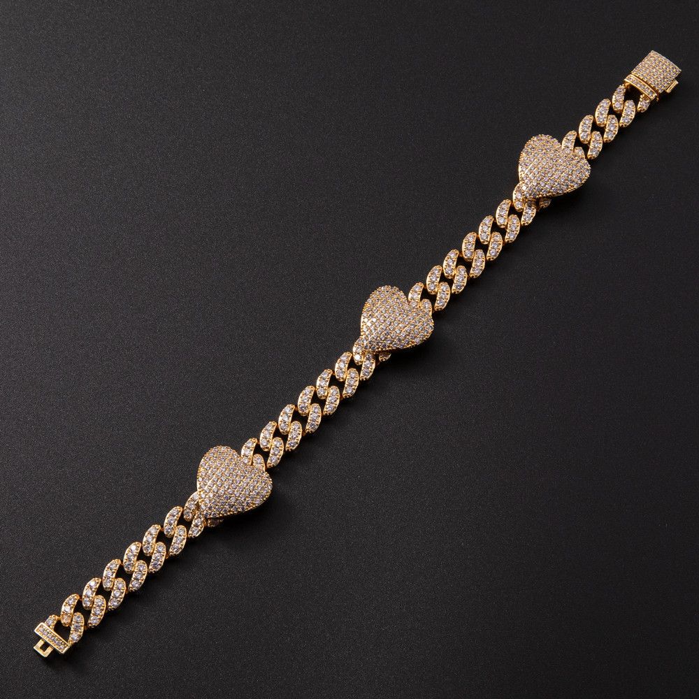 Collana con catena cubana a forma di cuore in zirconia cubica, stile hip hop, da uomo e da donna, girocollo micro pavé da 10 mm per uno stile street alla moda._voghion.com