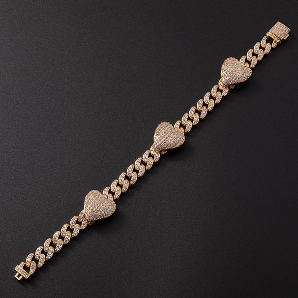 Collana con catena cubana a forma di cuore in zirconia cubica, stile hip hop, da uomo e da donna, girocollo micro pavé da 10 mm per uno stile street alla moda._voghion.com