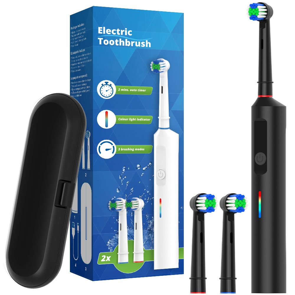 Smart Electric Toothbrush With 2 Brush Heads, Rechargeable Electric Power Toothbrushes - 3 Modes And 2 Min Timer, Compatible With Oral B Brush Head_voghion.com