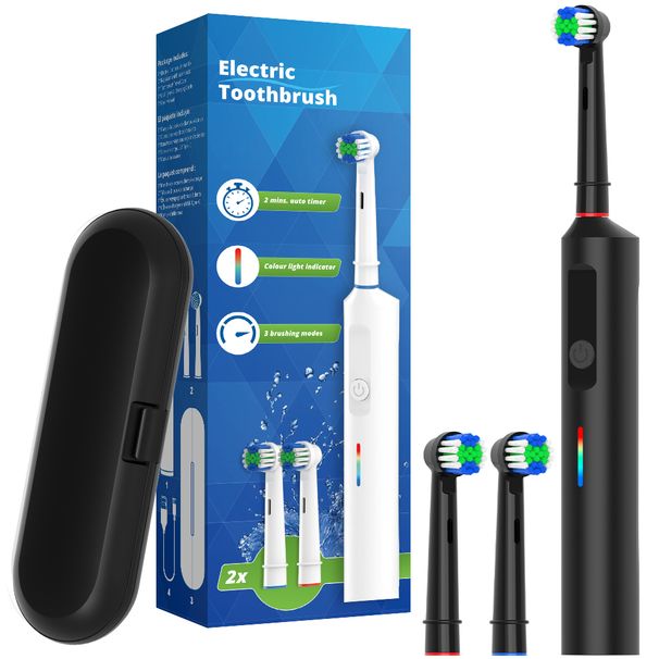 Smart Electric Toothbrush With 2 Brush Heads, Rechargeable Electric Power Toothbrushes - 3 Modes And 2 Min Timer, Compatible With Oral B Brush Head_voghion.com