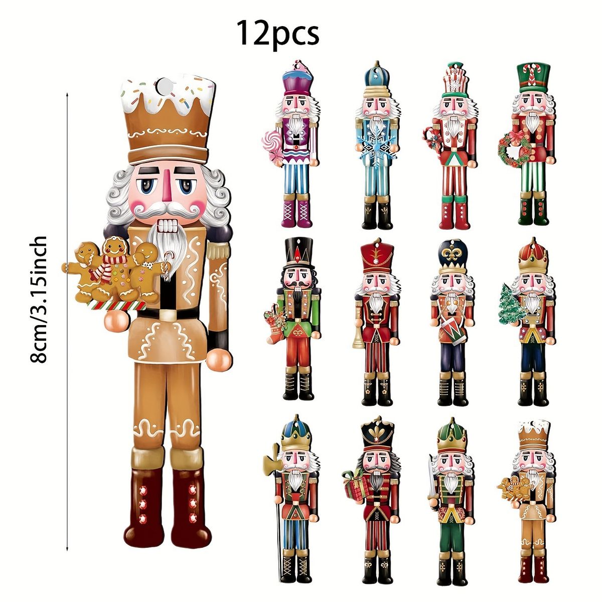 12pcs Wooden Christmas Nutcracker Soldier Pendant Xmas Tree Hanging Drop Ornaments Navidad Decoration For Home New Year Gift_voghion.com