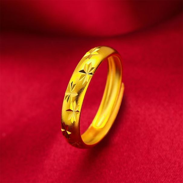 Vietnamese Gold-Plated Feather Ring For Women, Brass Plated Starfish Open Ring, Get Rich Overnight Couple Rings_voghion.com