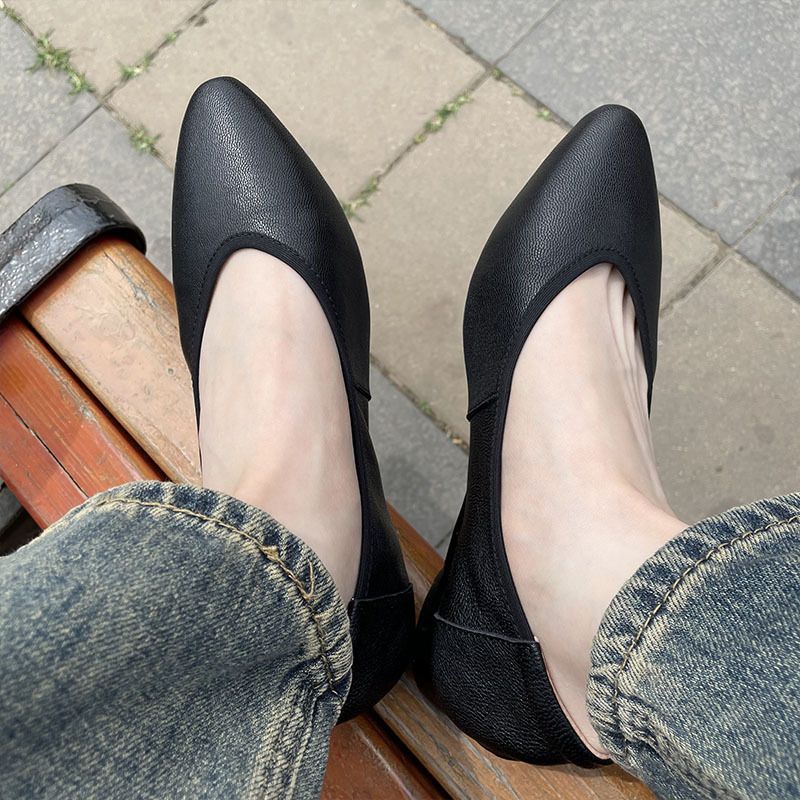 2024 Schaffell Einzelnen Casual Künstlerische Flachen Mund Echtes Leder Slip-On Elegante Mode Frauen Schuhe Bequem_voghion.com