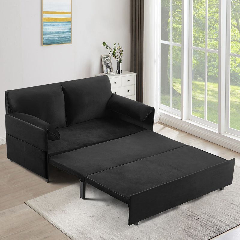 63inch Variable Sofa Bed With Double Armrest,
Black Velvet Fabric Sofa Bed,
Pull-down 80inch Comfortable Large Bed_voghion.com