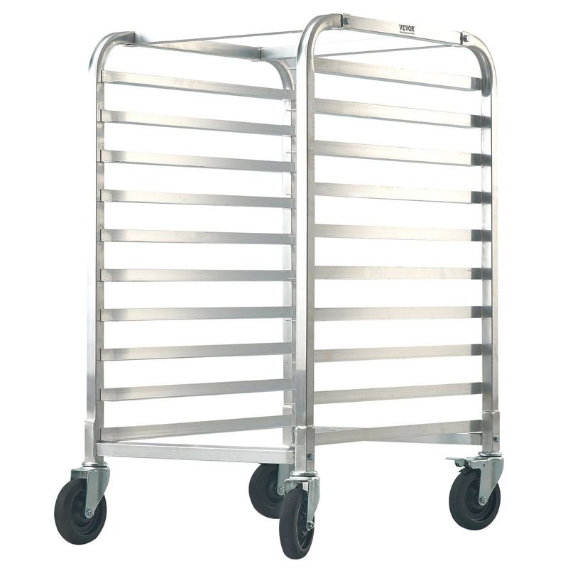 VEVOR Bun Pan Rack, 10-Tier Commercial Bakery Racks With Brake Wheels, Aluminum Racking Trolley Storage For Half & Full Sheet, Speed Rack For Kitchen Home, Bread Baking Equipment, 26"L X 20.3"W X 39"H_voghion.com