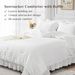 Steppdecken-Set, weiß, gerüscht, Seersucker, Fettsteppdecke, Chemiefaser-Steppdecke, dreiteiliges Set_voghion.com