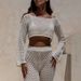 Ensemble pantalon ajouré style resort, sexy, tendance, protection solaire, plage, col rond, manches longues, pour femme_voghion.com