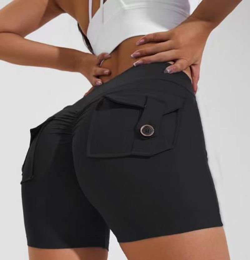 Fitness shorts sports yoga pants women summer nude peach hip pocket high waist hip lift quick dry yoga wear peach pants_voghion.com